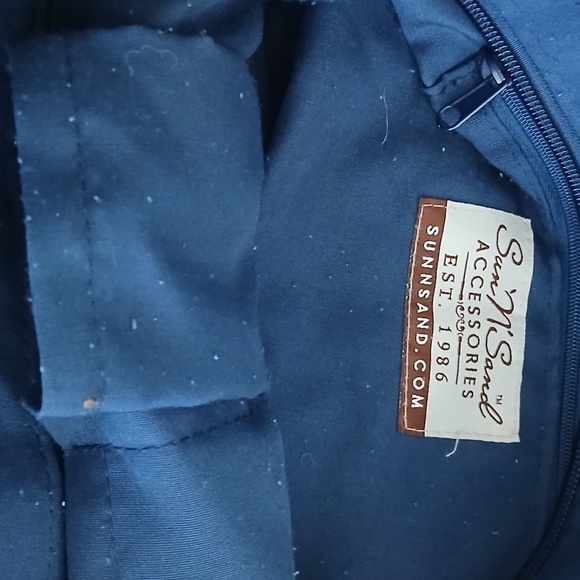 Sun N Sand Beaded Beach Bag Tote NAVY BLUE Lined - Picture 6 of 8